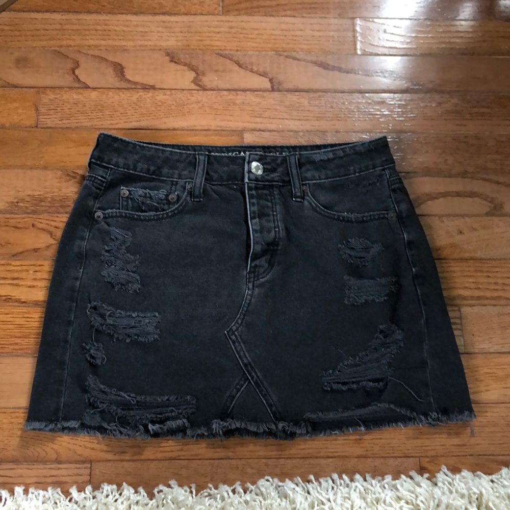 American Eagle Black Denim Mini Skirt